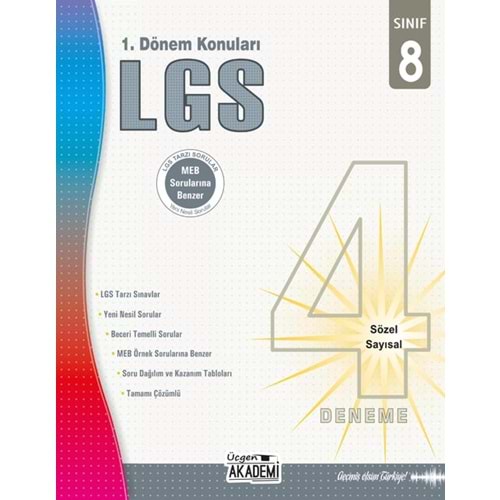 Üçgen Akademi 8. Sınıf LGS 4 Lü Deneme 1.Dönem Konuları