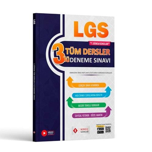 Sonuç 8. Sınıf LGS Tüm Dersler 3 Lü Deneme Sınavı 1.Dönem