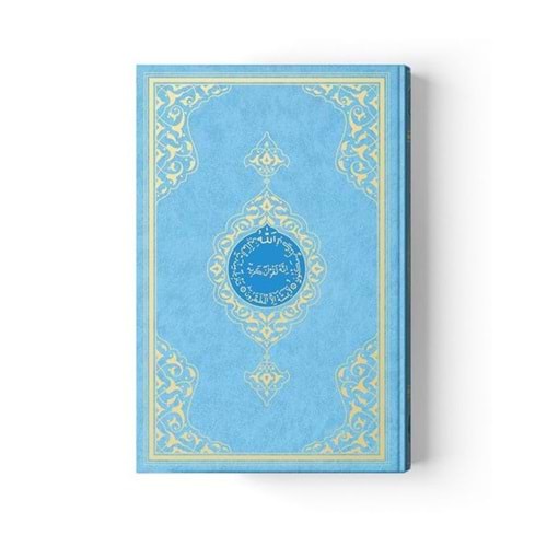 Rahle Boy Kur'an-ı Kerim (2 Renkli, Mavi, Mühürlü)